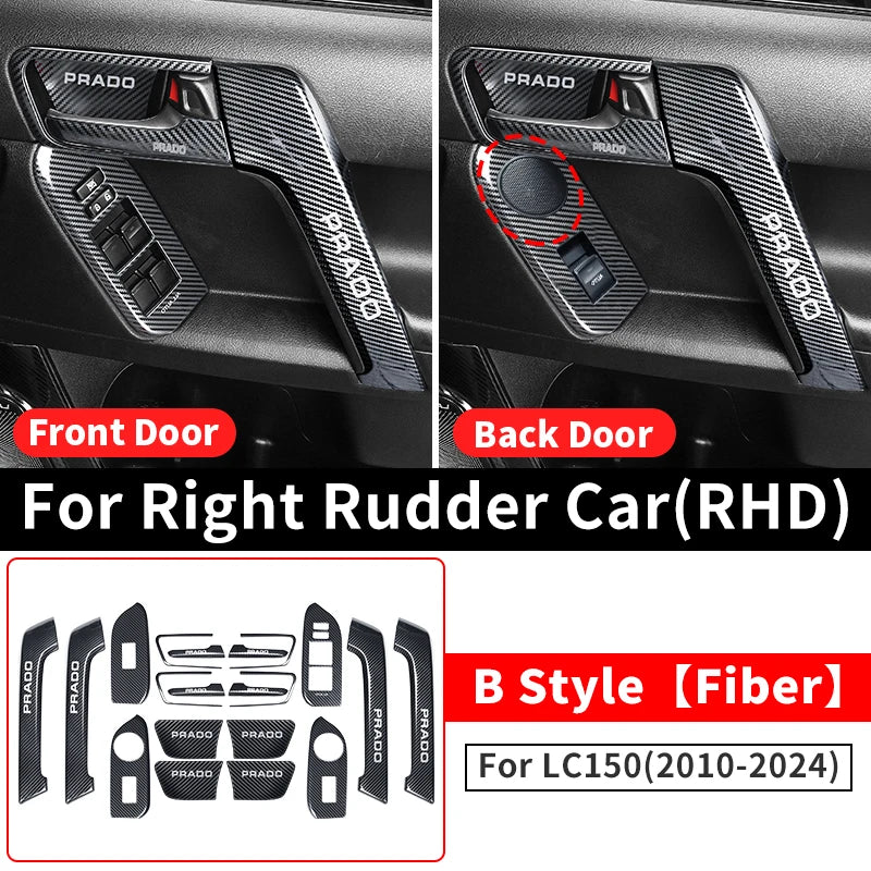 For Toyota Land Cruiser Prado 150 2010-2024 2023 2022 Car Door Handle Decorative Glass Switch Button LC150 Interior Accessories
