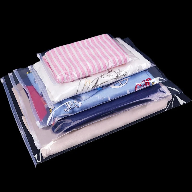 StoBag 5/10PCS Transparent Clothes Zipper Bags – Clear Reusable Sealed Shirt & Garment Storage Pouches