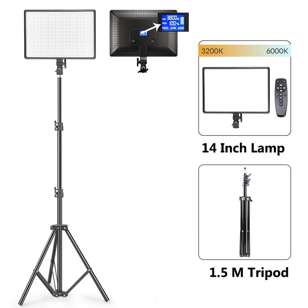 14inch 10inch LED Video Light Panel EU Plug 3200K-6000K Photography Lighting Remote Control For Live Streaming Photo Studio Lamp