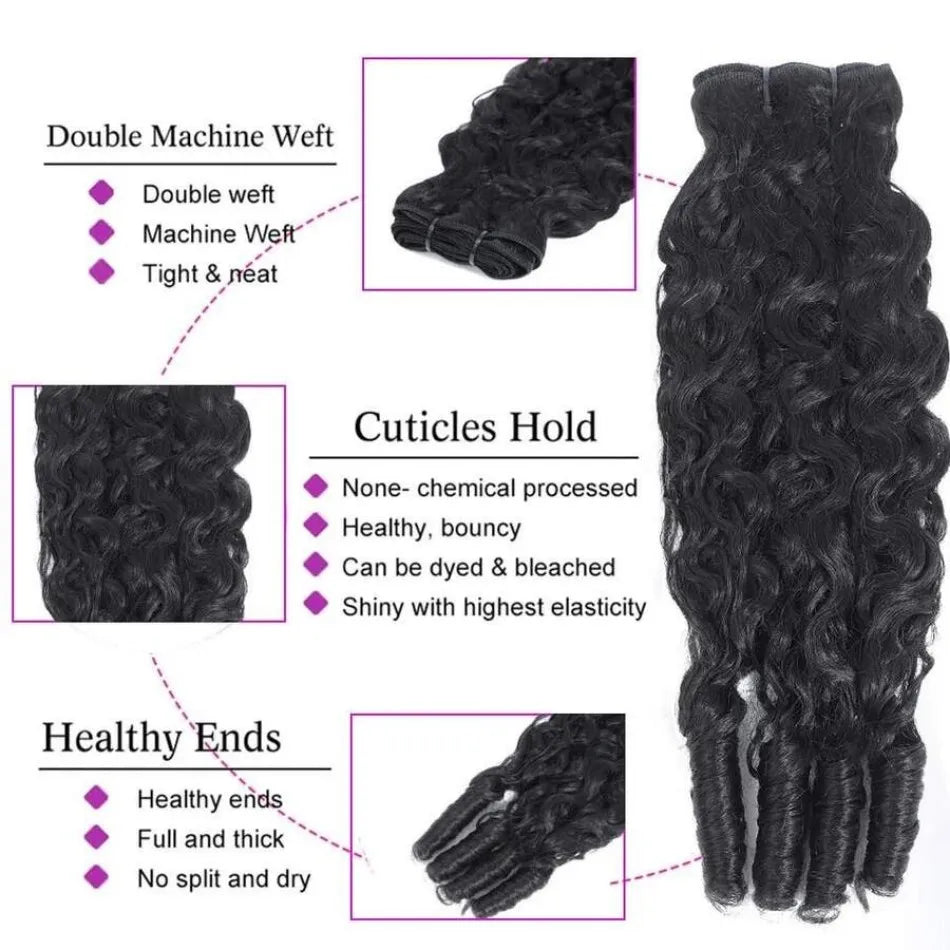 Burmese Curly Human Hair Bundles — 12A Remy Water Wave Weave (12"–40")