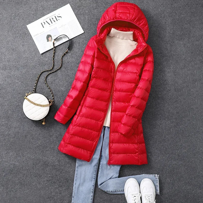 Women's Extra Long Puffer Coat - Detachable Hood Winter Jacket - photo 7