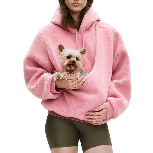 Women's Pet Carrier Hoodie with Kangaroo Pouch for Small Dogs and Cats