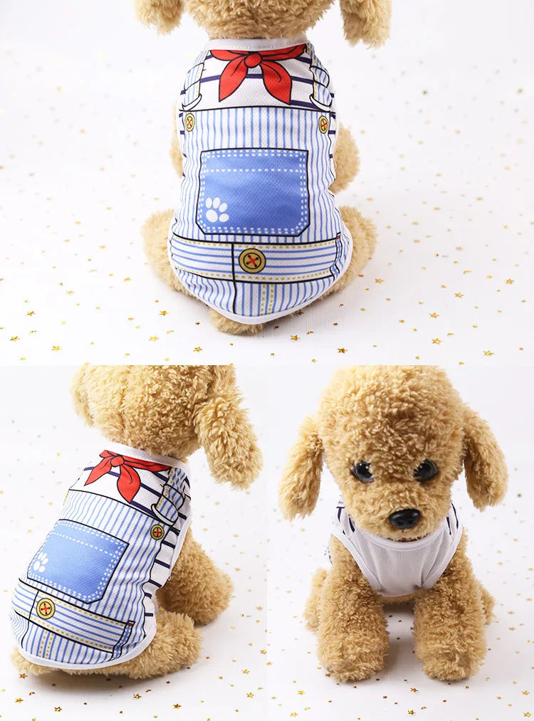 Dog & Cat Cotton Clothes — Cartoon Print Vest for Puppies & Kittens