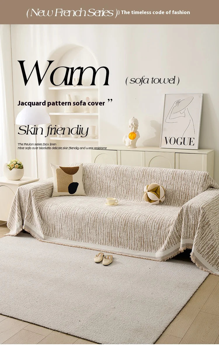 Luxury Sofa Cover L-Shaped Couches Chenille Reversible Stretchable Sofa Protector Slipcover Non-Slip All-Season Couch Blanket