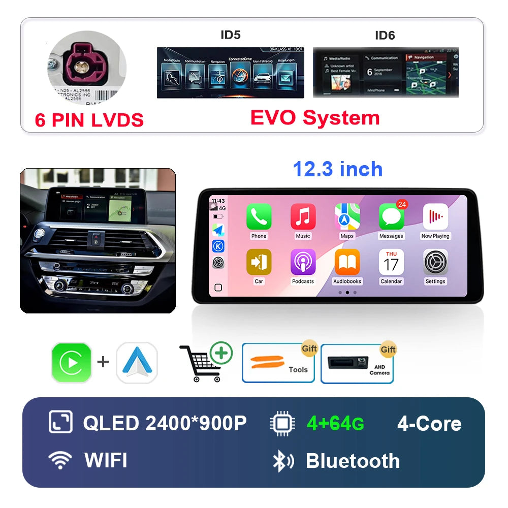 Car Stereo with Apple CarPlay & Android Auto, Compatible with BMW X3 G01 & X4 G02 (EVO System)