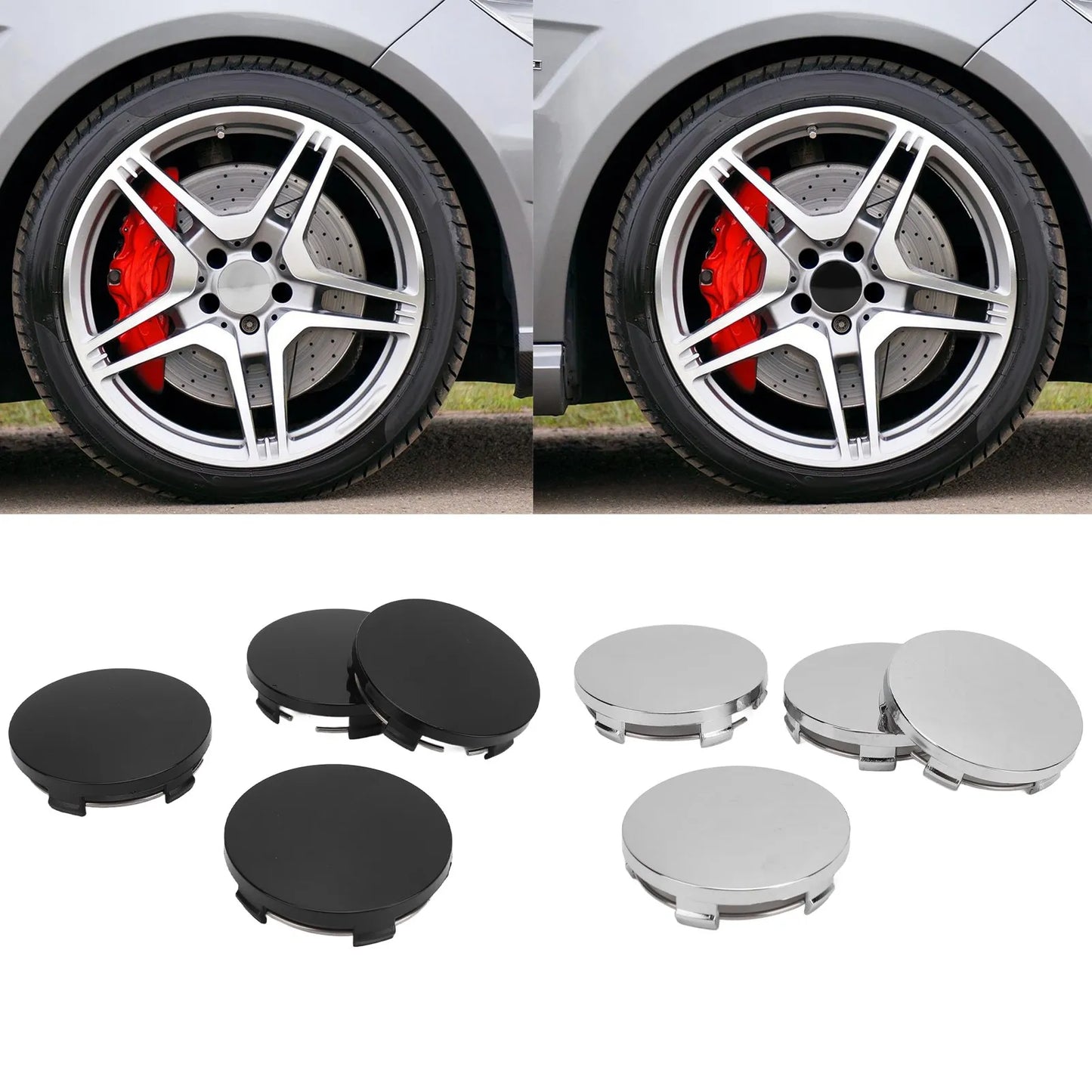 4PCS 60mm Car Wheel Center Hub Cap with Iron Ring Stylish Wheel Tyre Center Rim Hub Cover Universal for Vehicle new