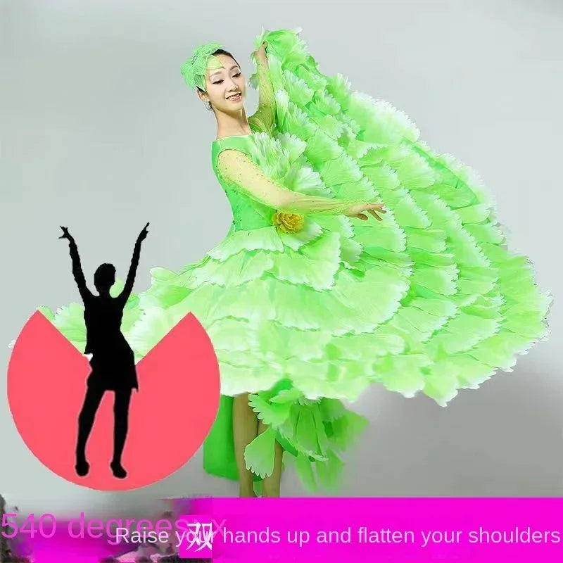 Women's big swing petal flamenco dress