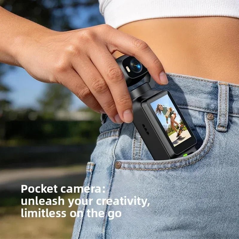 4K Handheld Gimbal Camera — 180° Rotating Lens with Fill Light