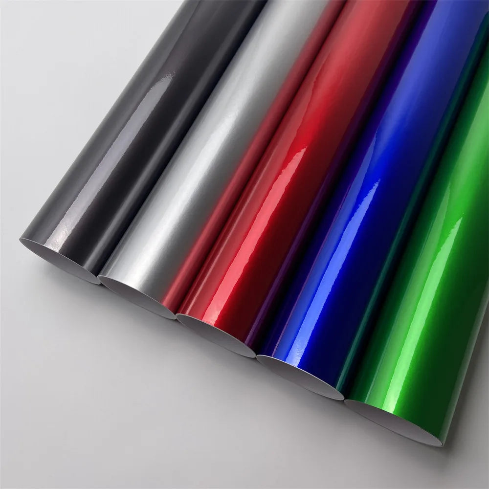 Glossy Candy Vinyl Metallic Wrap Film Red Blue Grey Silver Motorcycle Adhesive Sticker Waterproof For Car Accessories Decals