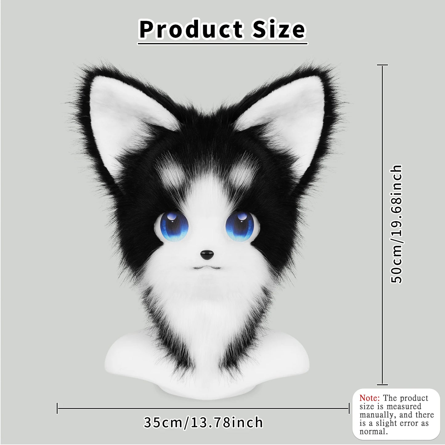 Animal Furry Fursuit Head Mask Plush Cat Fox Mask Costume Props for Halloween Cosplay Party