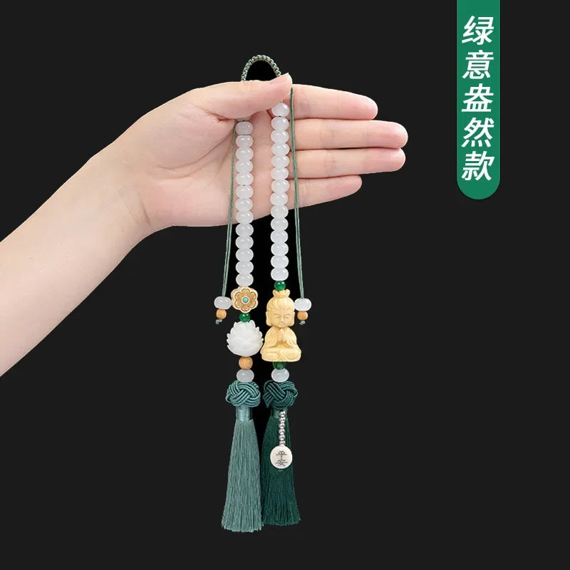 Chinese Traditional Culture Buddha Bodhi Car Pendant High-end Ping An Car Jewelry Car Lotus Rearview Mirror Pendant Oranments