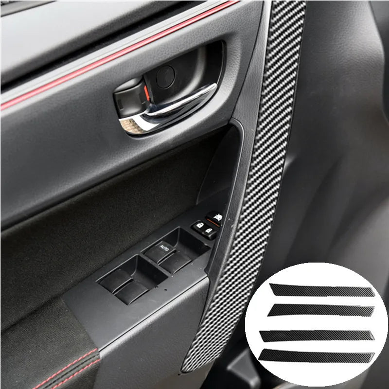 Black Carbon Fiber Car Interior Decoration Protection Sticker Auto Accessories For Toyota Corolla 2014 2015 2016 2017 2018