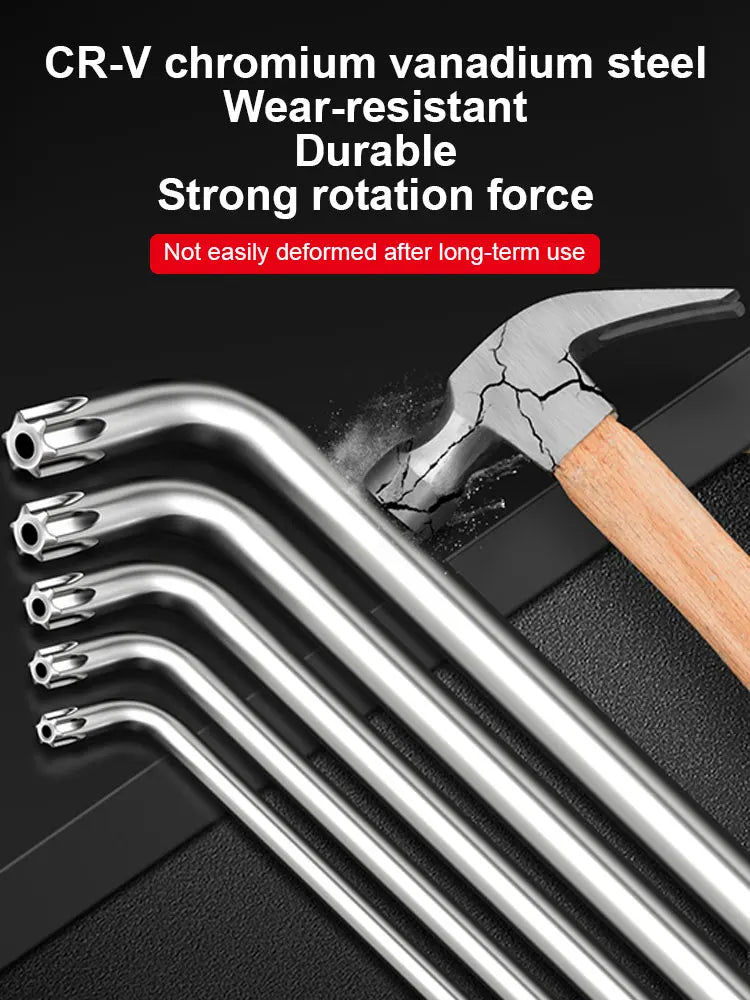 9Pcs Torx Star Wrench Kits Set Allen Keys Hexagon Spanner Key Set Plum Blossom Dual End L Type Star Screwdriver Hand Repair Tool