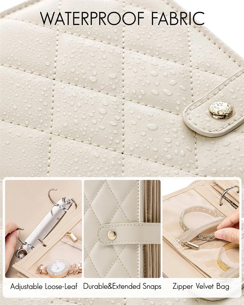 Jewelry storage box, storage bag, convenient jewelry storage book ring binder, transparent zipper velvet jewelry bag, travel ess