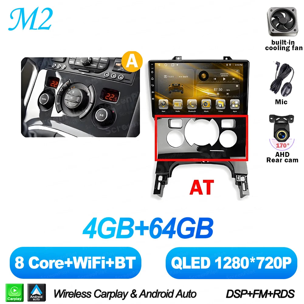 For Peugeot 3008 5008 AT MT 2009 2012-2016 Android 16 Car Radio Multimedia Video Player 2 Din Carplay Bluetooth 8 Core Wifi 4G