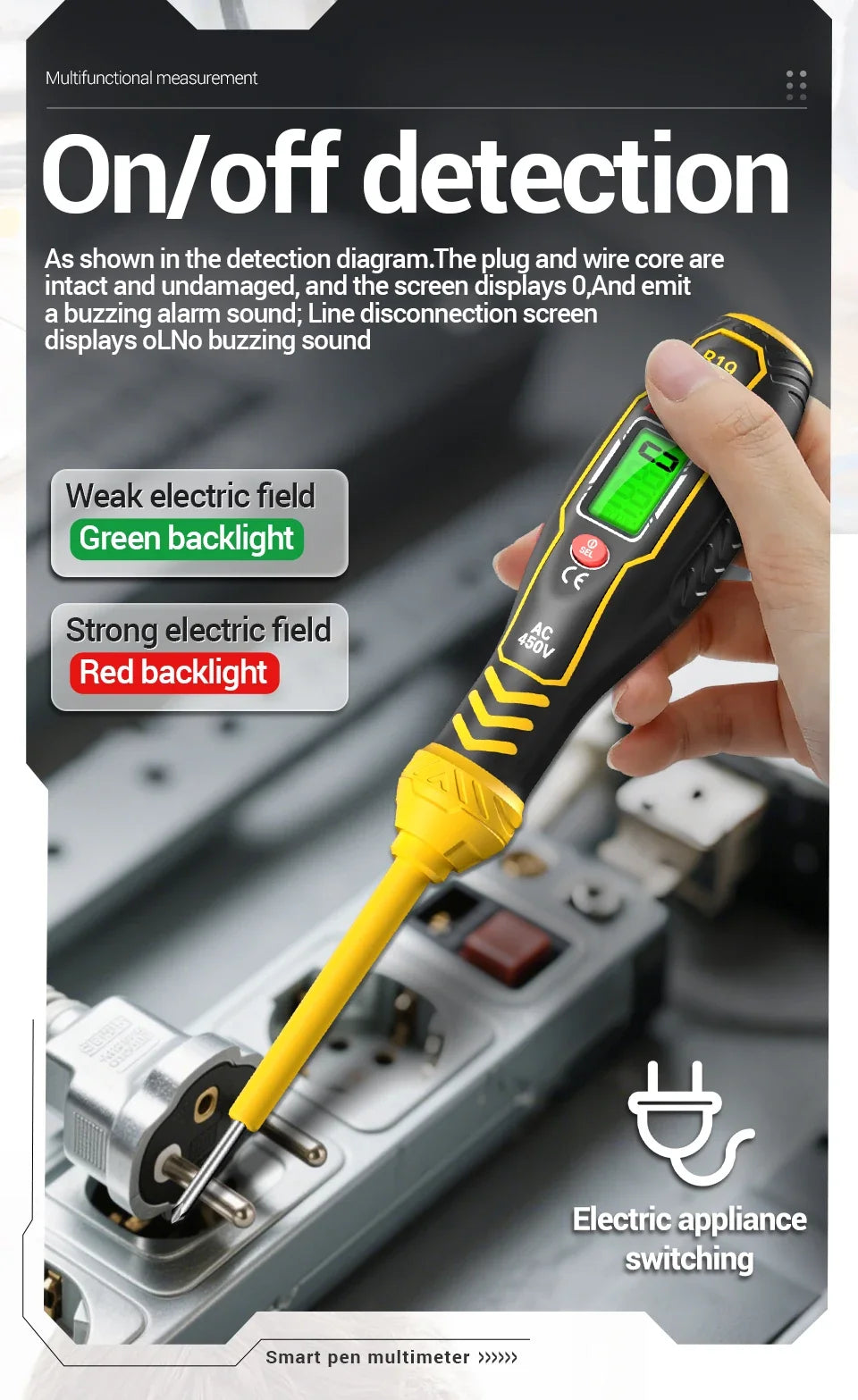 ANENG B19 Cross/flat Screwdriver Pen Small Handheld Test Pencil Non-contact Detection 30-1000V Voltage Buzzer Breakpoint Finder