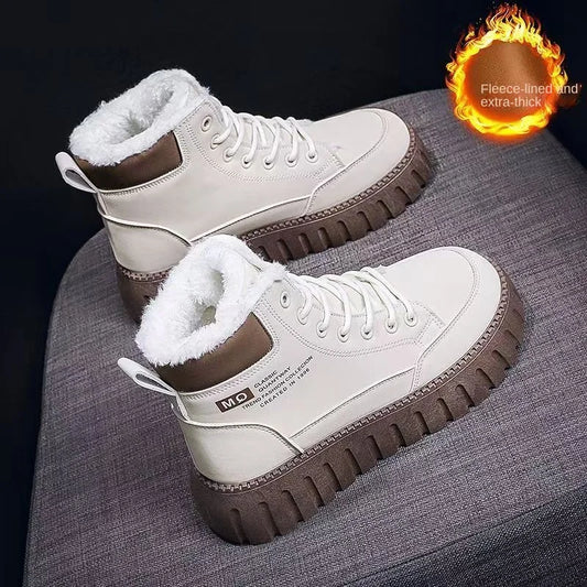 Women's Fur Lined High Top Snow Boots - Outdoor Hiking Winter Shoes