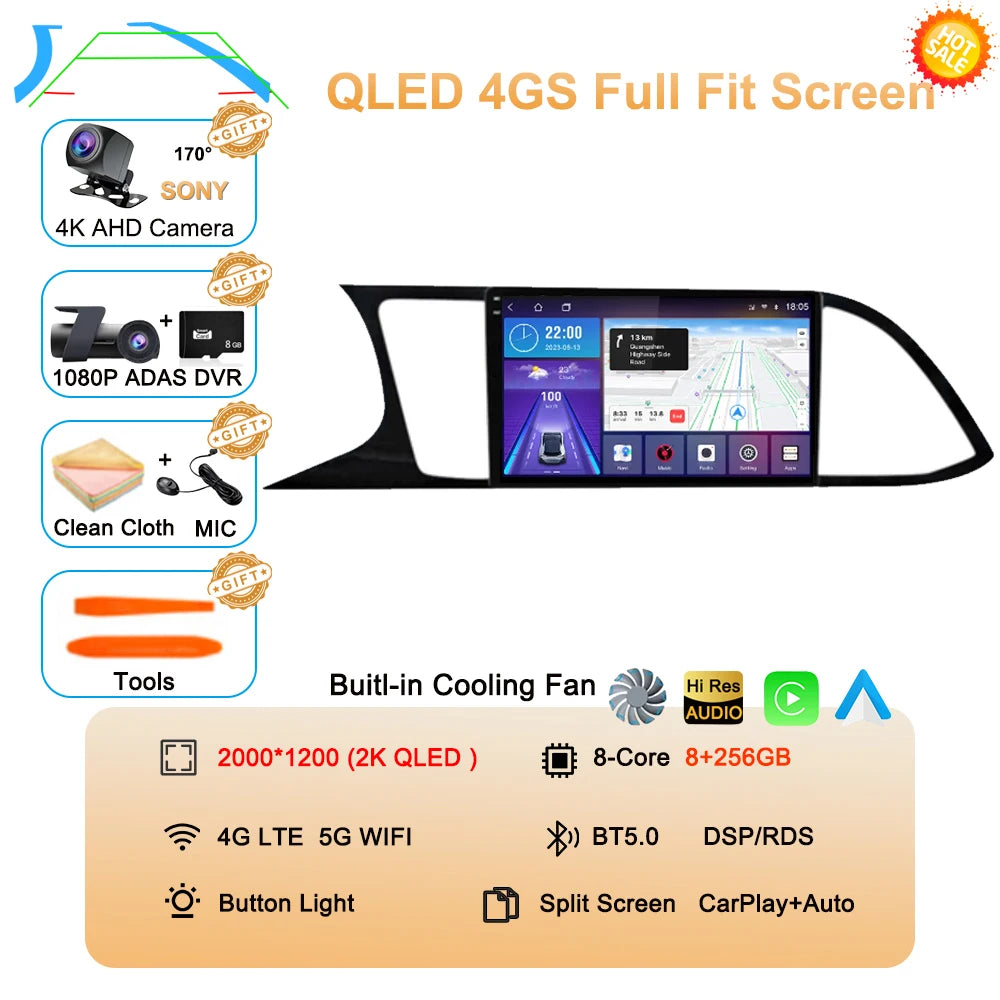 Android Car Stereo for Seat Leon 3 MK3 (2012–2020) — CarPlay, Android Auto, GPS, 4G, 360° Camera Ready