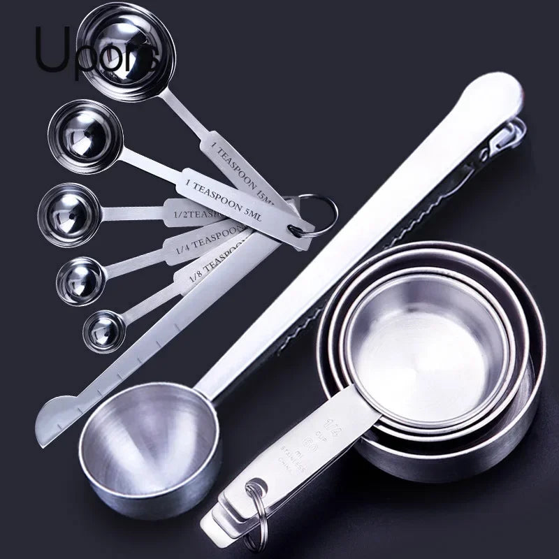 Stainless Steel Measuring Cups & Spoons Set - 8 to 11 Pieces