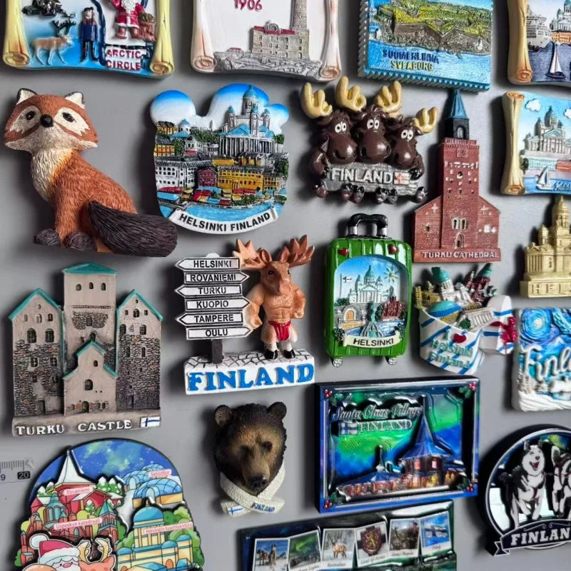 Finland Tourist Souvenir Fridge Magnets Helsinki Bengtskar Turku Cathedral Suomi Lapland Aurora Moose Finnish Reindeer HomeDecor