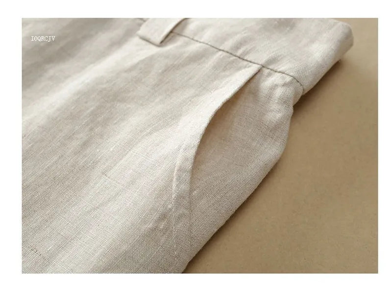 Linen Wide Leg Pants New Summer Thin Casual Solid Long Pants Women Elastic High Waisted Loose Cotton and Linen Straight Trousers