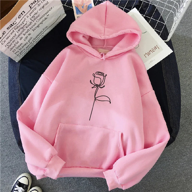 Women's Flower Print Hoodie - Thick Pullover Sweatshirt - photo 9