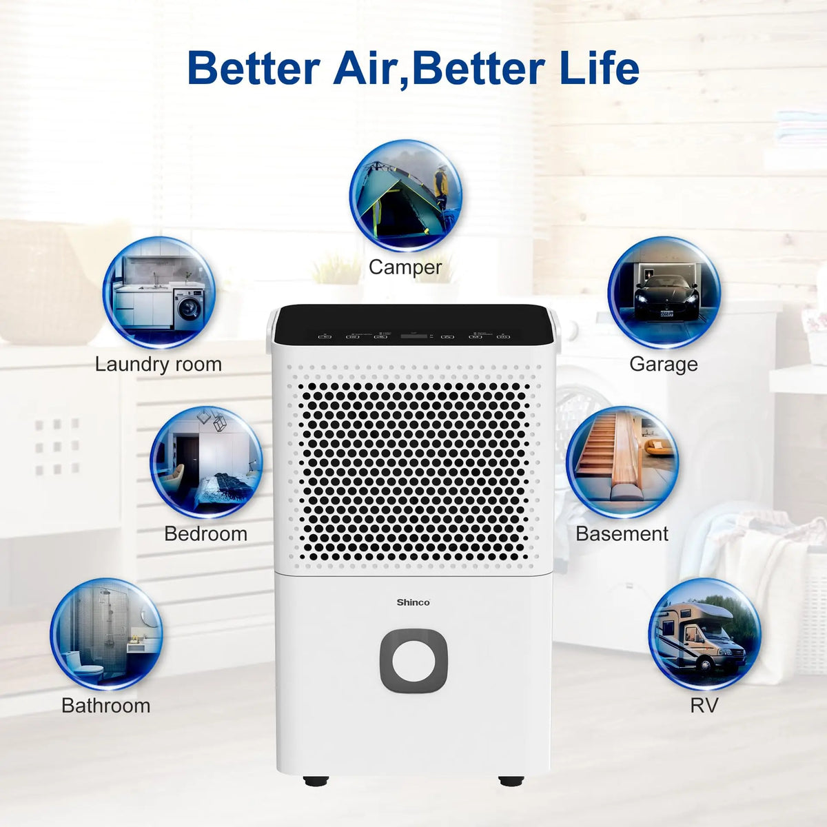 Shinco 30 Pints Dehumidifier for Home and Basements, 1500 Sq.Ft Dehumidifiers with Drain Hose, Auto or Manual Drainage