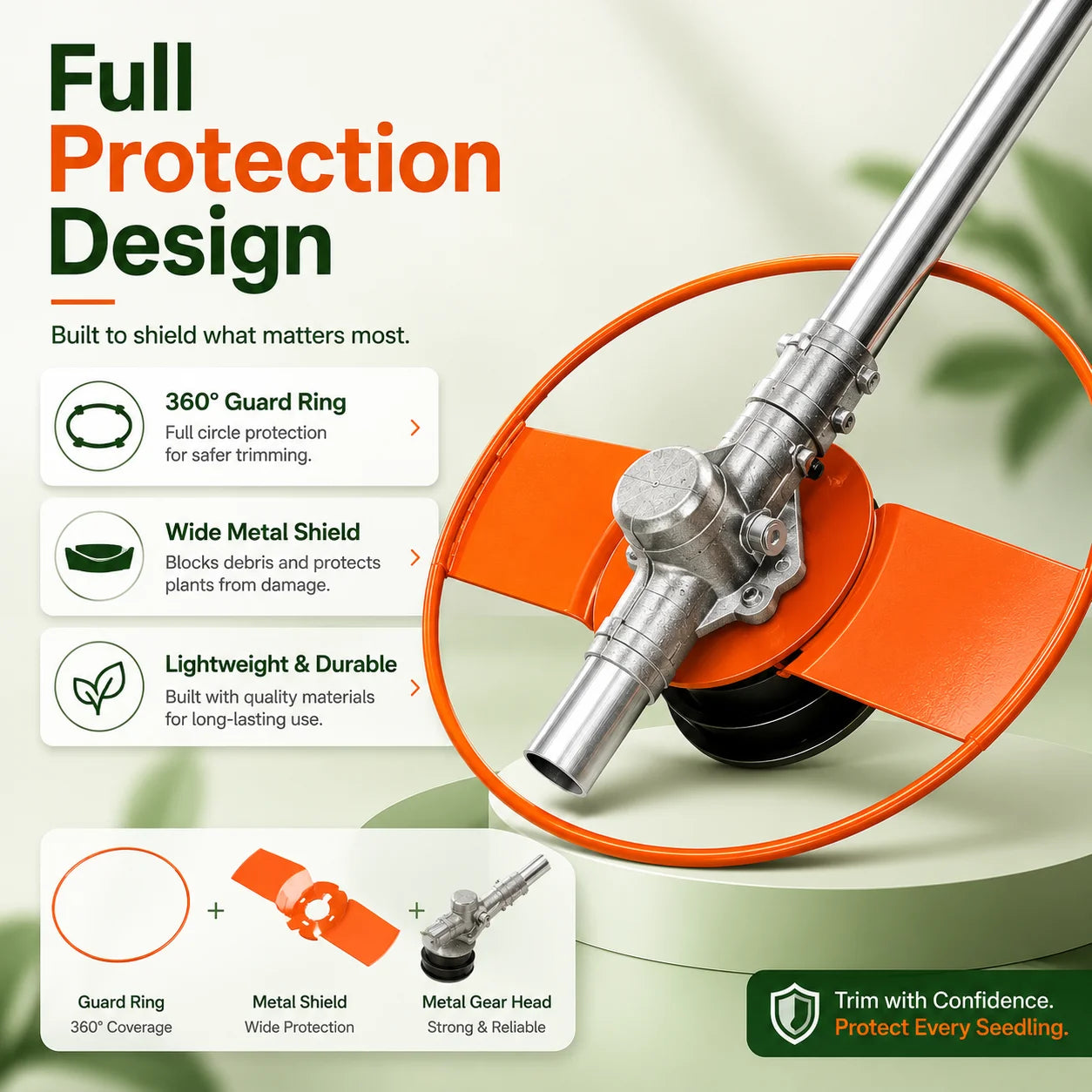 Grass Trimmer Cover, Seedling Protection Lid, Lawn Mower Blade Protector for Garden Orchard Edge Cutting Tool Accessories