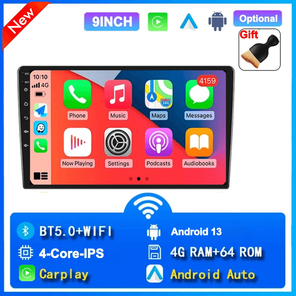 Universal 2-DIN Android 13 Car Stereo (7"/9"/10", 64GB) — CarPlay, Android Auto, GPS, WiFi