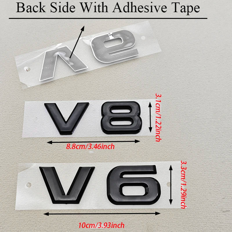 3D ABS Red Chrome Black V8 V6 Car Rear Trunk Sticker Emblem Badge Decals For TOYOTA Auto Accessories