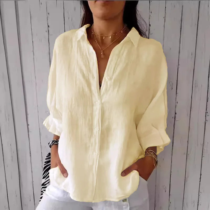 Women's Cotton-Linen T-Shirt — Loose Casual Short-Sleeve Summer Top