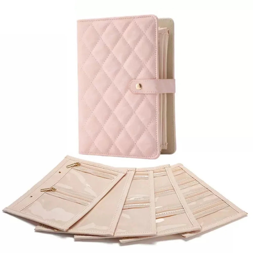 Jewelry storage box, storage bag, convenient jewelry storage book ring binder, transparent zipper velvet jewelry bag, travel ess