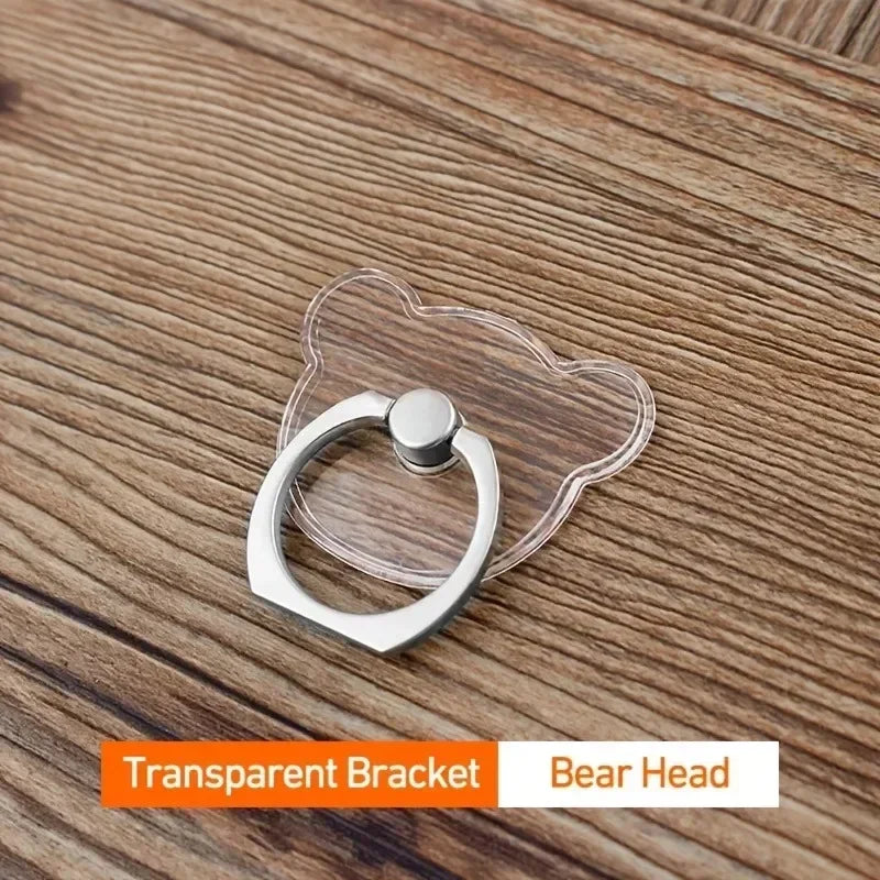 Transparent Cute Cat Phone Ring Holder – Foldable 360° Rotating Stand | Universal Smartphone Accessory