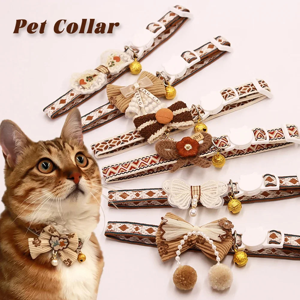cat collars Cute and Versatile Adjustable Durable with Bells Pet Collars Necklaces Positioning Pets Cats Dogs Party Photos Props
