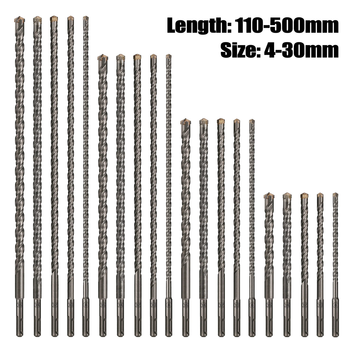 SDS Plus Cross Hammer Drill Bit 110-500mm, 4-Blade Concrete