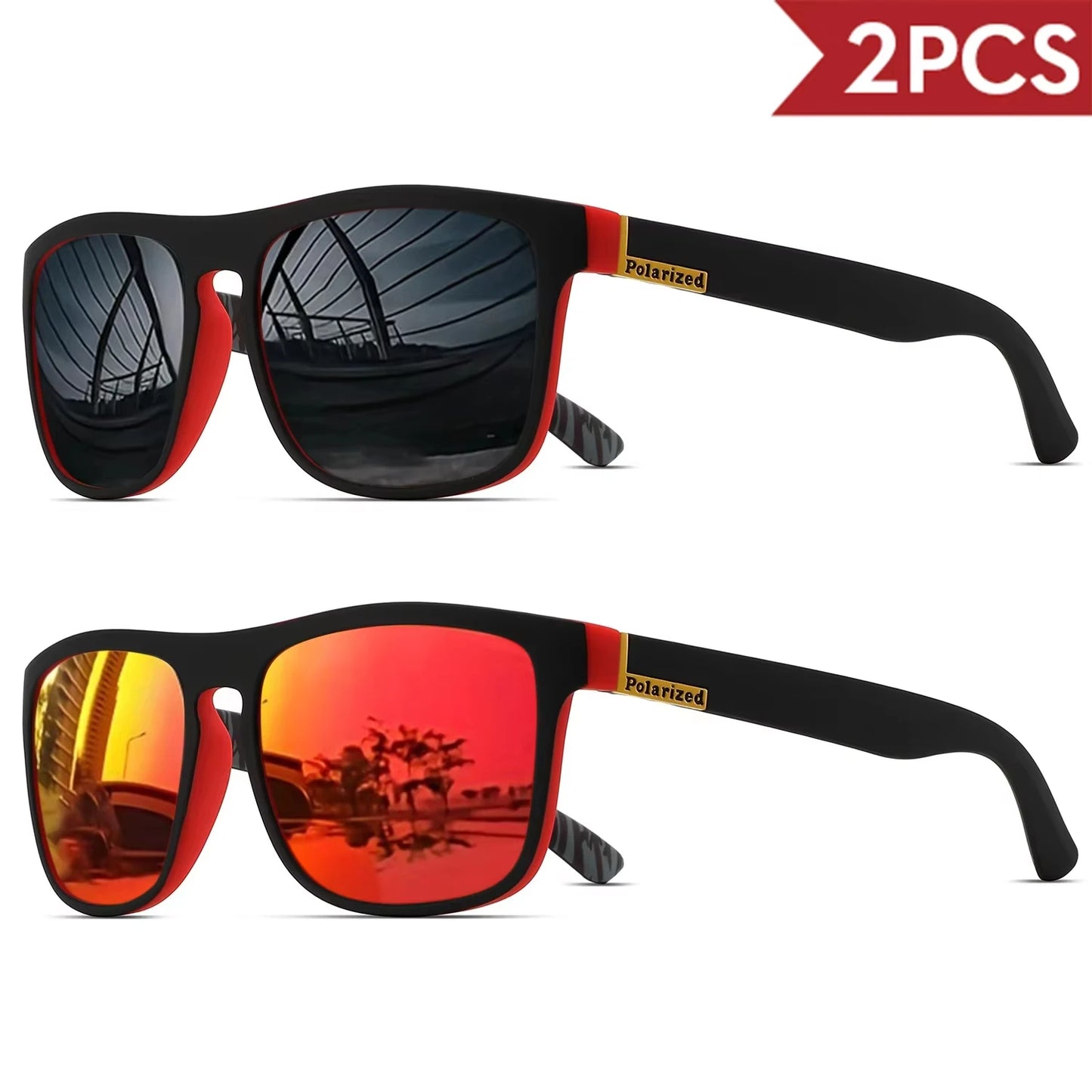 Men's Square Polarized Sport Sunglasses — UV400 Multi-Pack