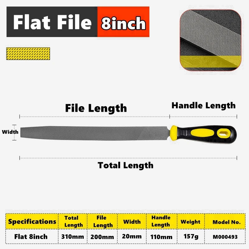 6/8/10 inch High Carbon Steel File, Files Tools for Metal Wood and Stone Trimming, Shaping, Bastard File with Uniform Teeth