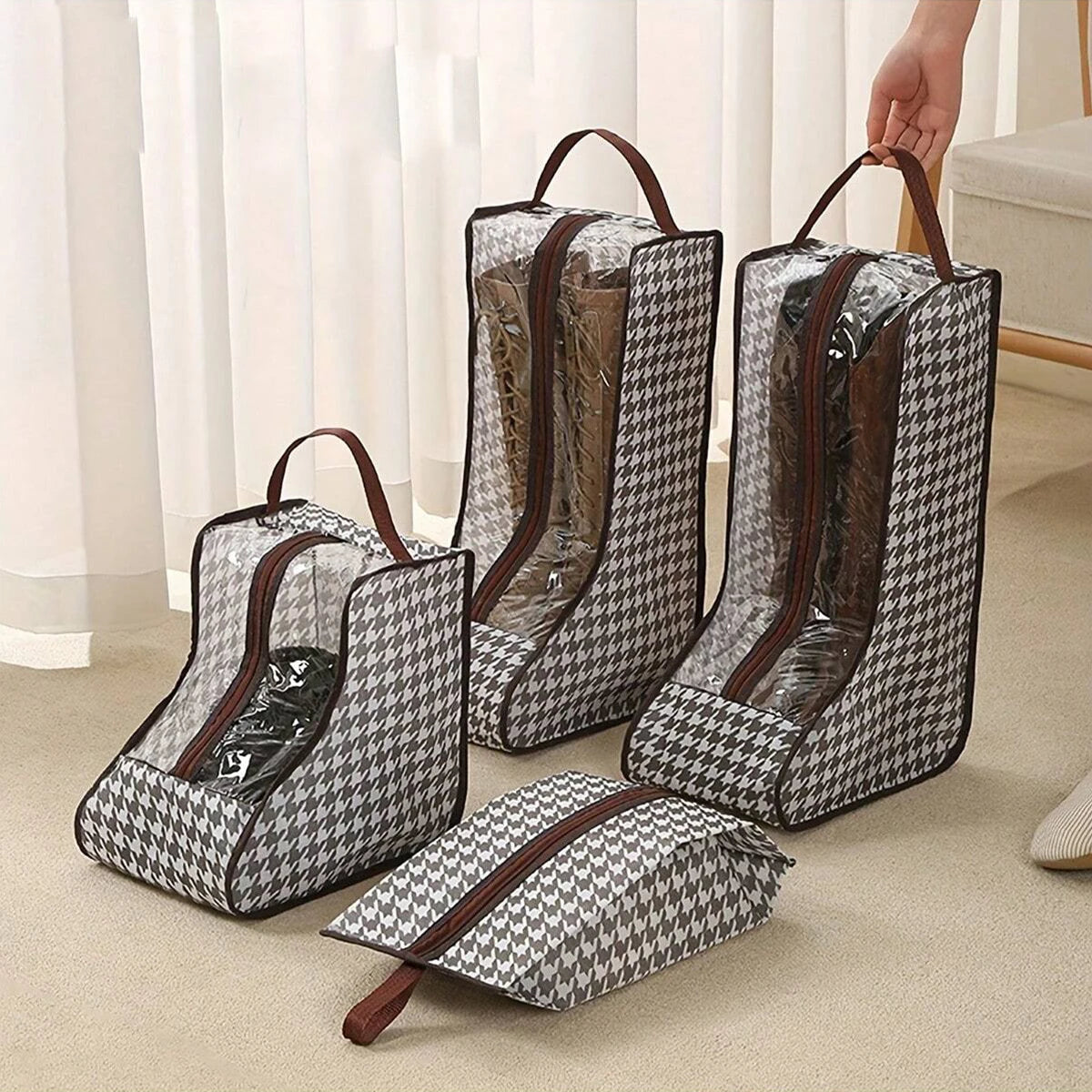 1/2/3/4 Pieces Of Thousand Bird Grid Shoe Storage Bag Transparent Dustproof And Moisture-proof Shoe Boot Protective Cover