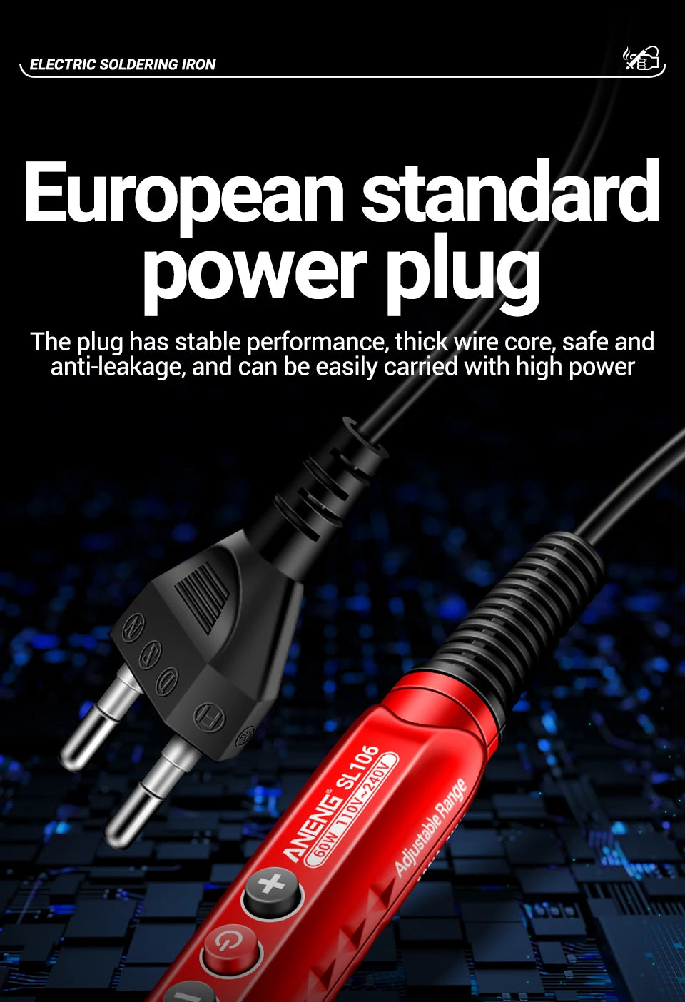 ANENG SL106 Electric Soldering Iron 110V/220V Adjustable Temperature Welding Solder US/EU Plug Professional Welding Tool
