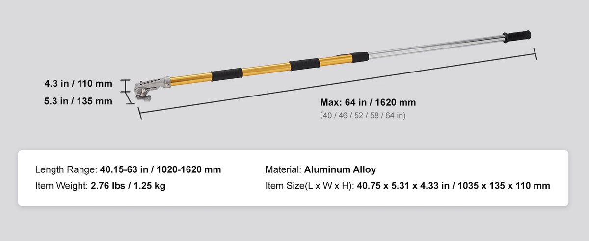 Drywall Flat Box Handle, 40 to 64 in - Adjustable Aluminium - view 16