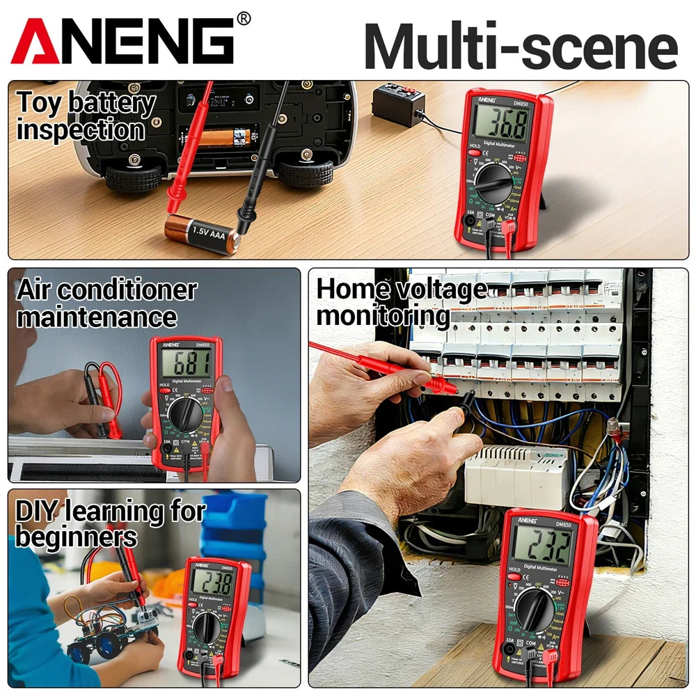 Smart Digital Multimeter Automatic 1999 Count AC/DC Current Voltage Handheld ANENG DM850 Buzzer Resistance Diode Electrician Tes