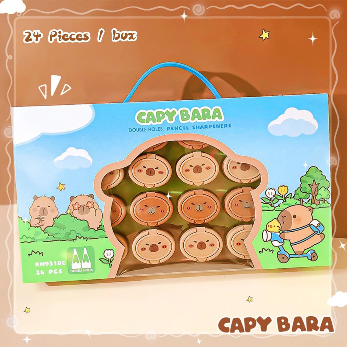 Cute Capybara Cartoon Flip-Top Dual Hole Sharpener for Kids Mini Portable Compact Pencil Sharpener School Supplies Learning Tool