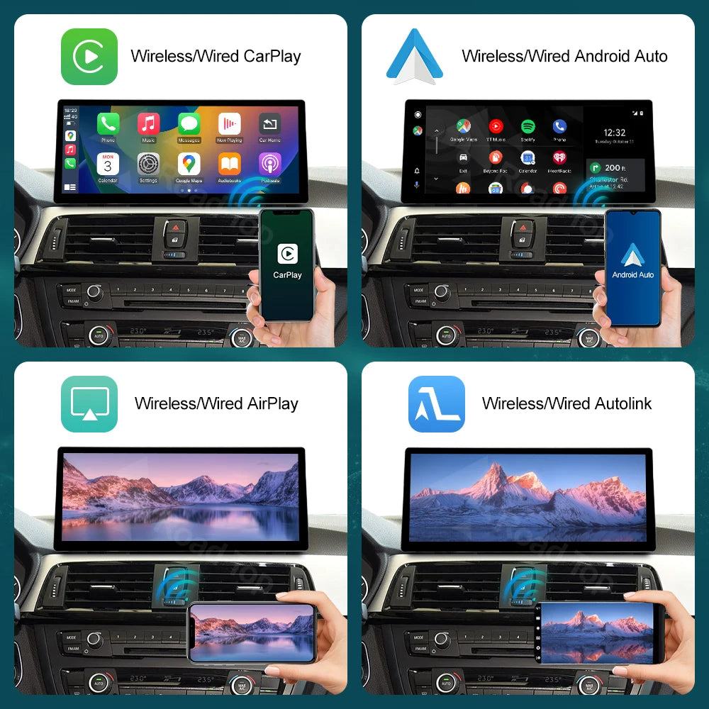 12.3" Wireless CarPlay & Android Auto Display Screen, Compatible with BMW 3 4 Series F30 F31 F32 F33 F34 F36