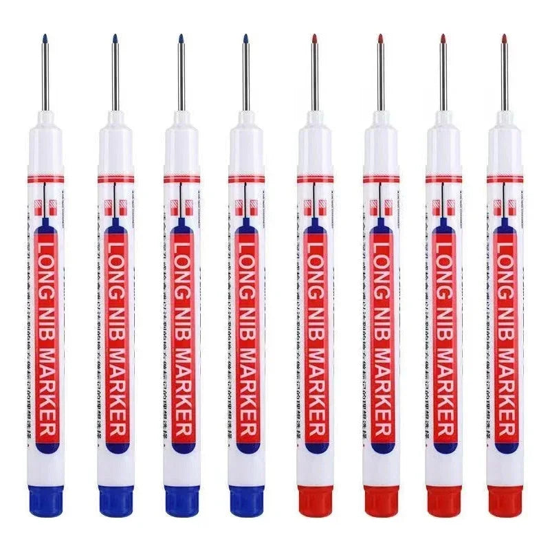 8Pcs/Set 20mm Deep Hole Long Nib Head Markers For Metal Perforating Pen Waterproof Bathroom Woodworking Decoration Multi-Purpose