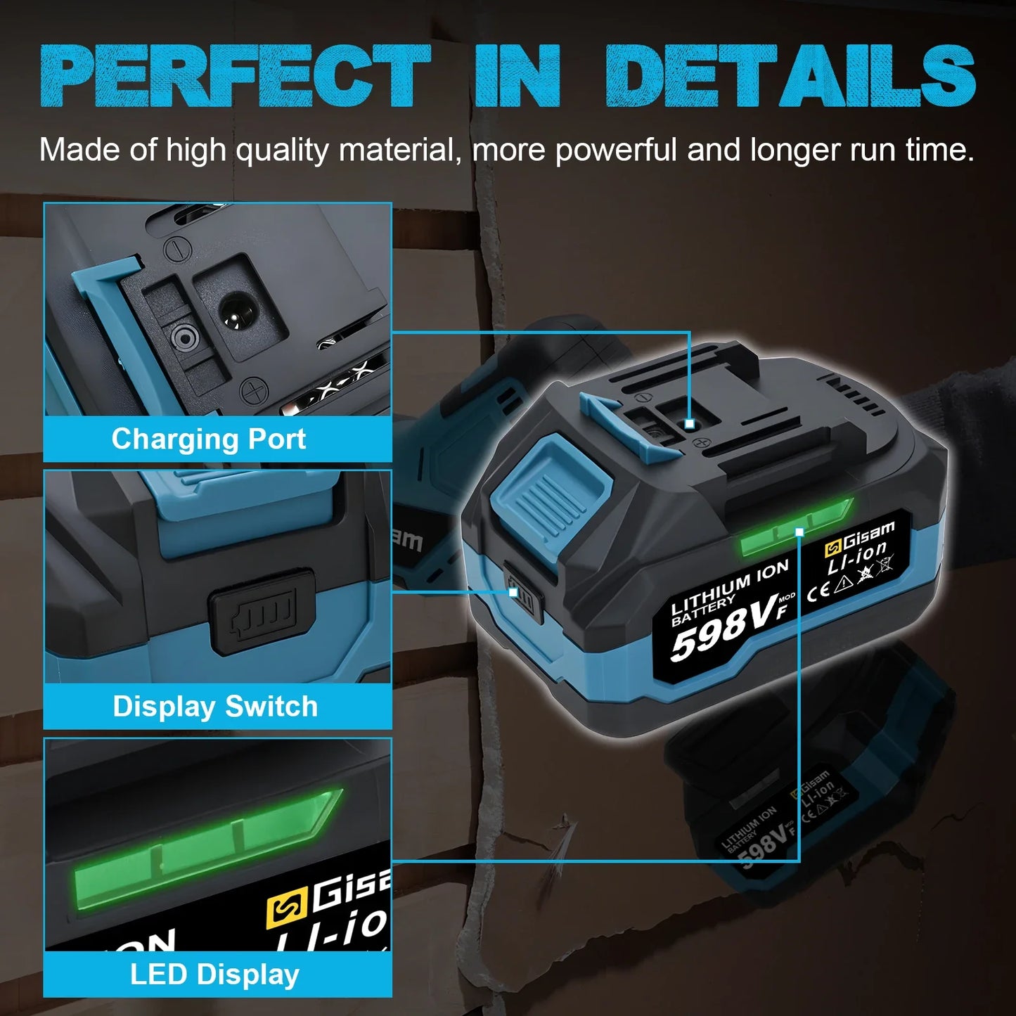 Gisam 4.0AH 4.5AH Rechargeable Lithium-Ion Battery for Cordless Dirll/Brushless Wrench/Screwdriver for Makita 18V Battery pins
