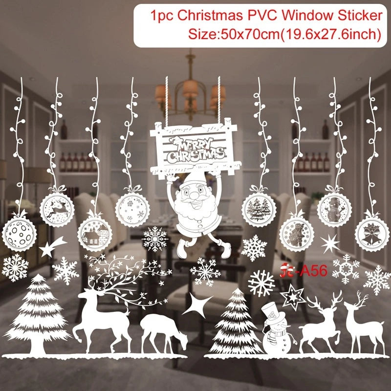 Christmas Wall Window Stickers Marry Christmas Decoration For Home 2026 Christmas Ornaments Xmas Navidad Gift New Year 2026