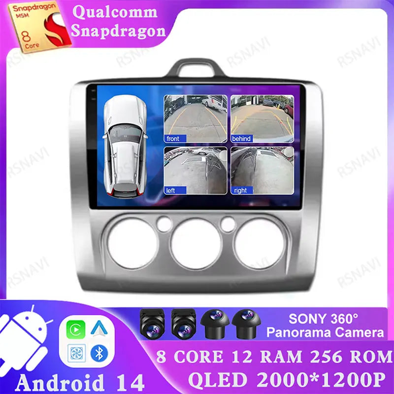 Android 14 Head Unit with CarPlay for Ford Focus 2/3 Mk2/Mk3 (2004-2011)