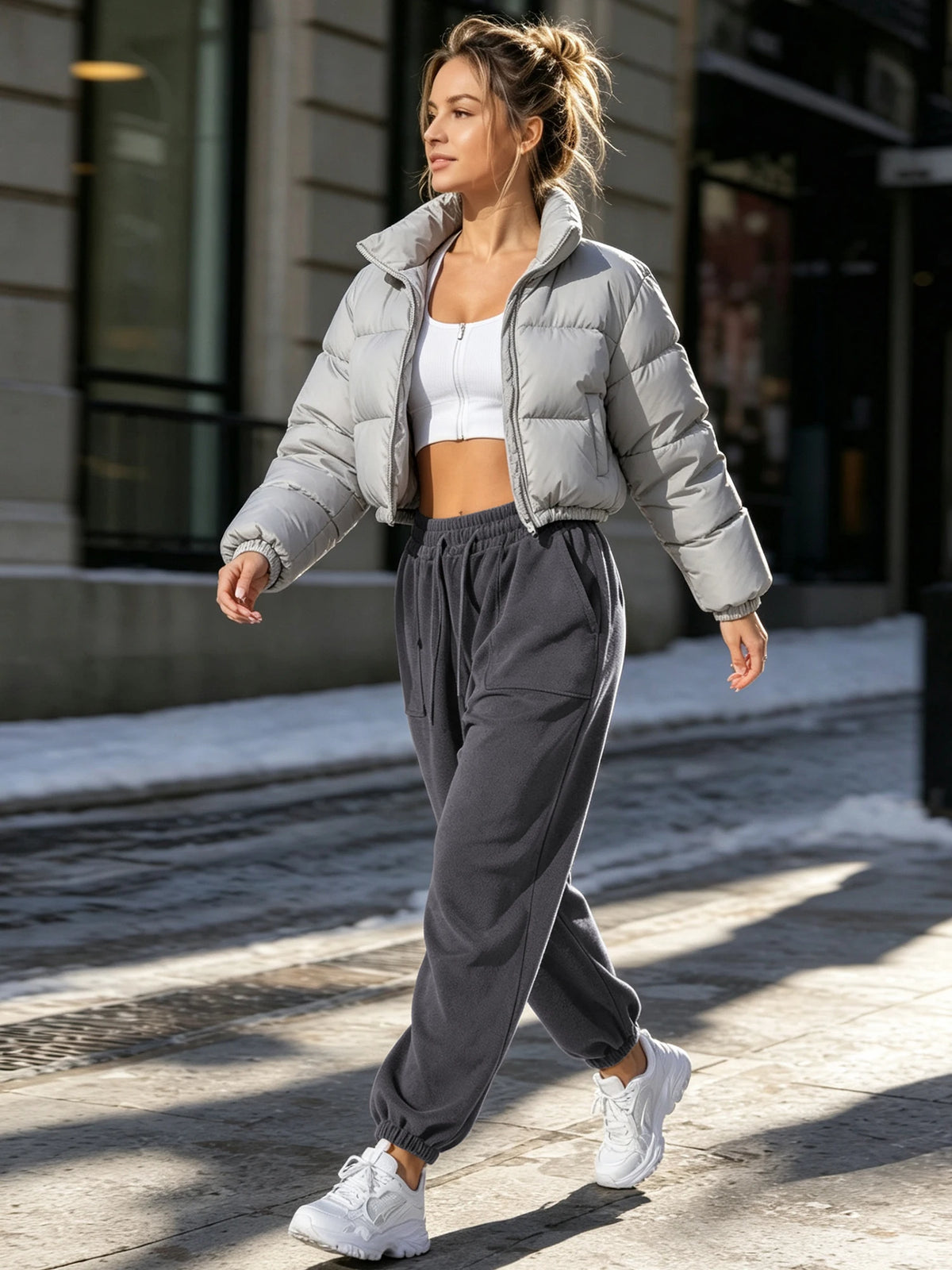 Women's Sherpa Fleece Sweatpants - Thick Drawstring Joggers with Pockets - photo 3