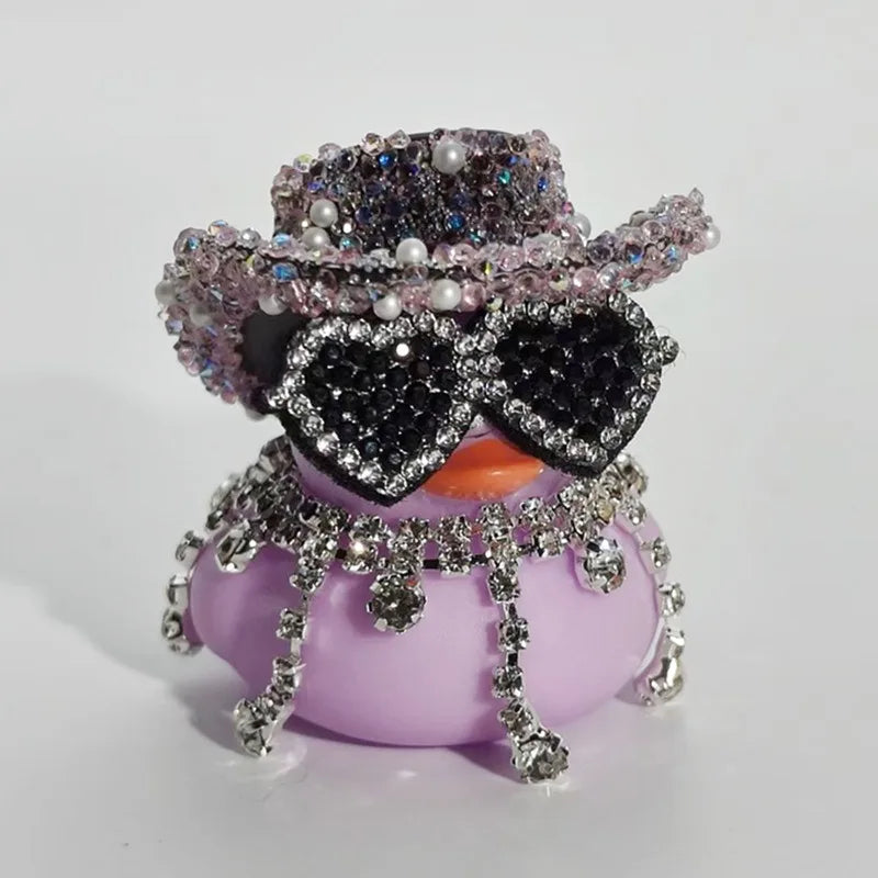 Bling Bing Pink Black Diamond Rubber Duck Car Ornaments Dashboard Decorations Luxury Car Decor Accessories for Ladies Men Women