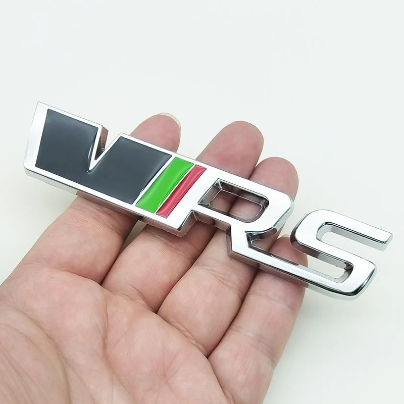 3d Metal RS Logo VRS Car Front Grill Emblem Rear Trunk Badge for Skoda VRS Octavia 1 2 3 Rapid Kodiaq Karoq Fabia Kamiq Superb